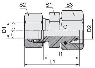Hexagon Head DIN Bite Type Reducer Tube Adapter con fusolio di acciaio al carbonio a nocciola girevole 2c-W